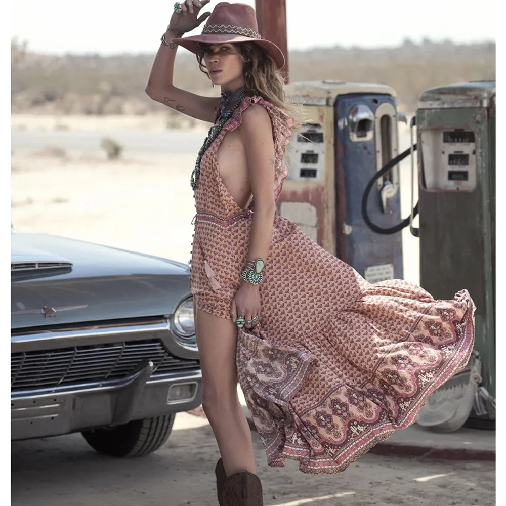 Spell Sunset Road Frill Gown - Picture 3 of 16